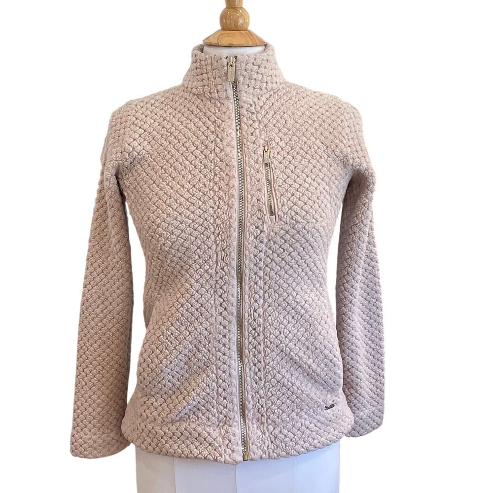 Calvin Klein Pale Pink Chunky Textured Fleece Zip Up Jacket, Size XS